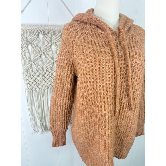 Aerie Open Road Oversized Rib Knit Hooded Sweater XS Orange Casual Fall Pullover - Picture 4 of 8